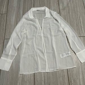 Abercrombie Sheer White One Clasp Blouse